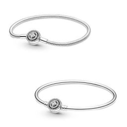 Bracelet en argent Sterling 925 scintillant authentique chaîne serpent Halo breloque en perles à