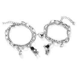 2 bracelets de Couple romantique pour femmes et hommes magnifique aimant en forme de cœur