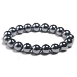 AAA perles rondes Terahertz naturelles noires brillantes Bracelet de perles de pierre pour femmes