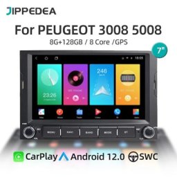 Autoradio 7 "" Android 12 Carpaly GPS 4G WiFi lecteur multimédia vidéo pour voiture PEUGEOT
