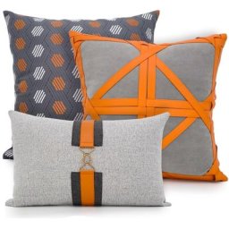 Juste de coussin en lin de coton gris orange taie d'oreiller audio vêtements de luxe légers