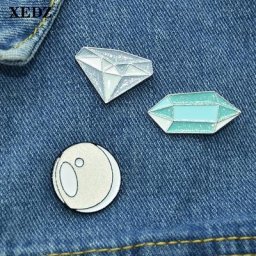 XEDZ – broche de revers en métal pour ami badge en pierre rose bleue perle de cristal émail