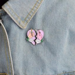 Broches en Denim émail pour femmes broches en forme de cœur cassé briquet à fumée ensemble de