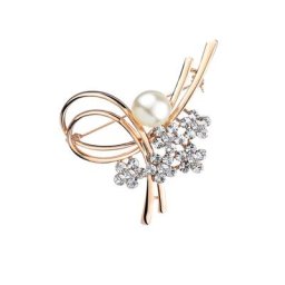 Broches en forme de cœur pour femmes et filles corsage de perles biscuits de fleurs d'amour haute