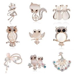 Rinhoo – broches élégantes en cristal strass papillon chat hibou opale pierre Animal épingle