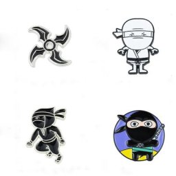 Broche broche de Ninja Boomerang en métal noir Badges mignons de revers de dessin animé pour
