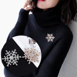 Broche de flocon de neige en biscuits complet pour femmes et hommes cristal d'or Zunderes sur