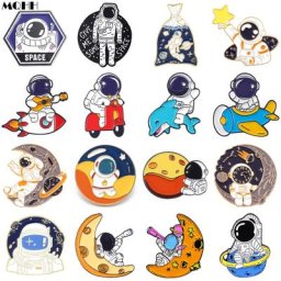 Broche d'astronaute en alliage dessin animé créatif broches en émail espace lune étoile fusée