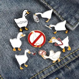 Grande broche en forme d'oie sans titre en émail blanc accessoires mignons
