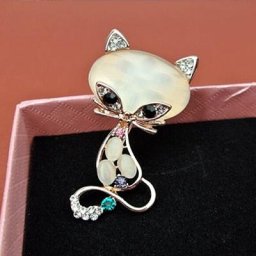 Broches de conception de chat en cristal vintage pour femmes broche en opale de biscuits animal