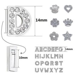 Vente en gros 10mm Strass Diapositive Lettre Charmes Pour Bijoux exécutif Femmes Bracelet Alphabet