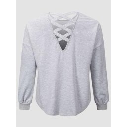 Finjani-Sweat-shirt à manches longues pour femme grande taille sweat-shirt à dos croisé uni