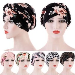 Turban en coton imprimé pour femmes musulmanes accessoires pour cheveux écharpe islamique