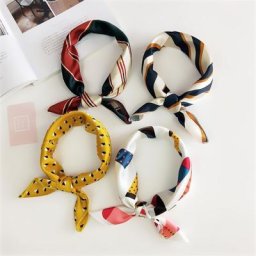 Foulard Bandana en soie imitation léopard pour femmes Foulard carré rayé pour hôtesse de l'air