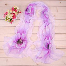 Écharpe en mousseline de soie imprimée écharpe élégante écharpe à fleurs 600 mode printemps et