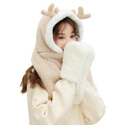 Sweat à capuche 3 en 1 pour femmes chapeau avec écharpe longue gants combinaison de dessin animé
