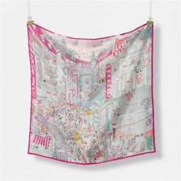 Foulard carré Fubao Avenue Street View pour femme foulard pour femme hijab bandana tendance