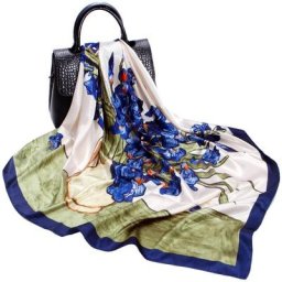 Injplanchers f-Foulard Carré en Satin pour Femme 90cm Peinture à l'Huile Fleur Grand Cadeau