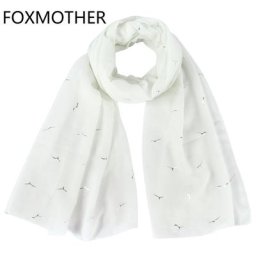FOXMOTHER-Écharpe à paillettes pour femme nouvelle mode printemps été blanc rose menthe oiseau