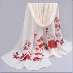 Écharpes longues en mousseline de soie pour femmes imprimé fleur de paon design de créateur
