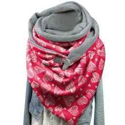 Écharpe à imprimé cœur pour femme écharpe enveloppante à boutons décontractée chaude pour