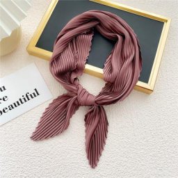 Foulard plissé en Satin pour femmes grande taille châle froissé carré slim cravate pour cheveux
