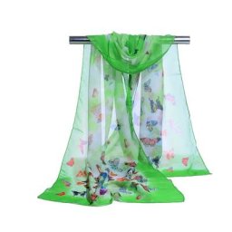 Écharpe imprimée papillon en mousseline de soie pour femme longue cape paros ronds crème solaire
