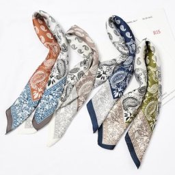 Foulard imprimé cachemire pour femme écharpe pour cheveux bandeau de sauna en satin écharpes