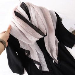 Écharpe en Coton de Marque de Luxe pour Femme Châle Froissé Hijab Enveloppes Solides Foulard