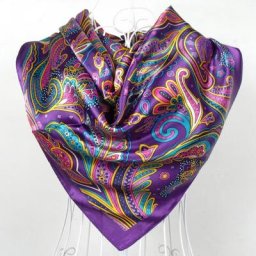 Écharpe en Satin pour femmes grand foulard carré imprimé hijab châle en soie Polyester violet