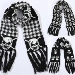 Écharpe avec franges pour hommes noir et blanc élégante en laine tricotée longue à la mode