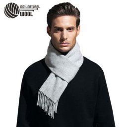 Écharpe 100% en laine pour homme et femme 30x180CM en cachemire Pashmina Bandana hiver
