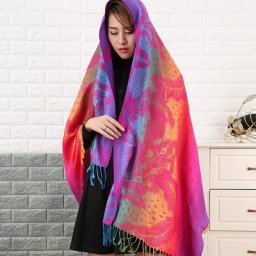 Écharpe en coton jacquard nickel é coloré pour femme arc-en-ciel châle de styles nationaux