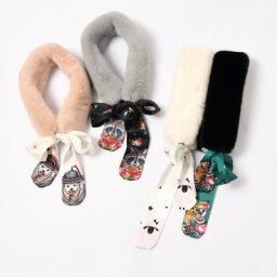 Foulard en fausse fourrure pour femme mignon et doux imprimé Animal rose chauffe-cou châle