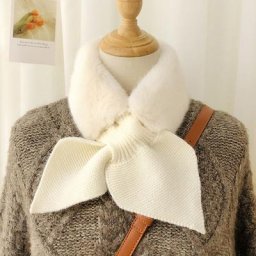 Écharpe coréenne en fausse fourrure de lapin pour femme col croisé en peluche pour l'extérieur