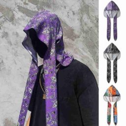 Turban en Satin à Fleurs de Cajou pour Homme Bandana Vêtements de Sauna Long Chapeau Queue en