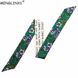 Écharpe de Sac à Imprimé Floral et Feuilles pour Femme Marque de Luxe Foulard de Tête Longue