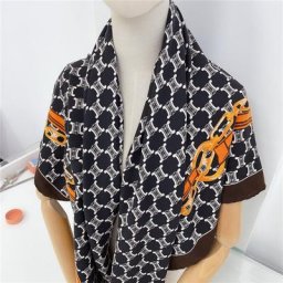 POBING-Foulard Carré en Cachemire pour Femme Châle Roulé à la Main Imprimé JOPrint Bandana Grand