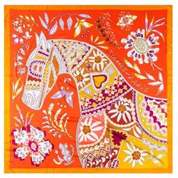 Injplanchers f-Foulard Carré Imprimé Floral Cheval pour Femme Grand Bandana Hijab 130cm