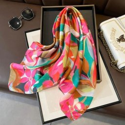 Bandes de Cheveux Carrées Imprimées à la Mode pour Femme Foulard en Satin Châle Ruban 70cm