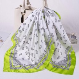 Carré de soie femmes écharpe impression été Foulard cou foulards bandeau de cheveux châle néon dame