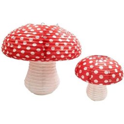 Grandes lanternes en papier en forme de champignon 3 pièces décor de fête d'anniversaire