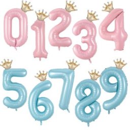 Ballons numérotés macaron rose bleu avec couronne ballon en aluminium garçon fille fête