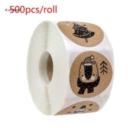11UA – autocollants de noël en rouleau 500 pièces arbre bonhomme de neige animaux décoratifs pour