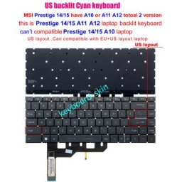 Clavier rétro-éclairé américain pour ordinateur portable MSI Prestige 15 A11 A12