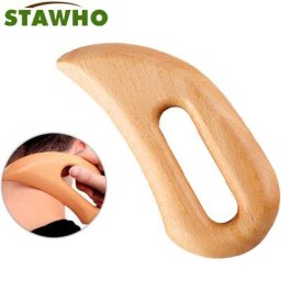 Outil de Massage à Drainage lymphatique en bois palette de raclage Gua Sha portative