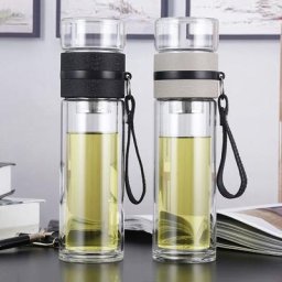 Infuseur à thé HI en verre à double couche bouteille créative tasse à séparation de fleurs tasse