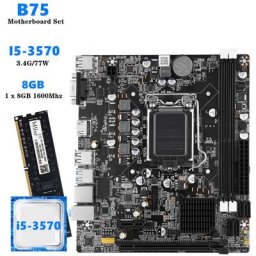 Ensemble de carte mère B75 LGA 1155 Intel Core I5 CPU 3570 8 Go 1600MHz mémoire DDR3 SATA III