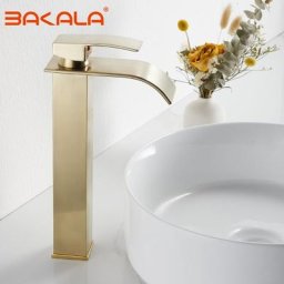 Robinet de bain monotrou monté sur pont robinet de cascade en or brossé robinet de bain fini