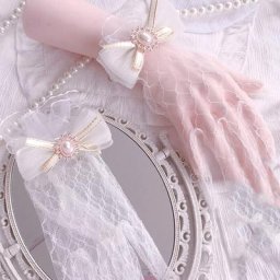 Gants en dentelle Lolita faits à la main pour femmes et filles mitaines noires et blanches nœud en